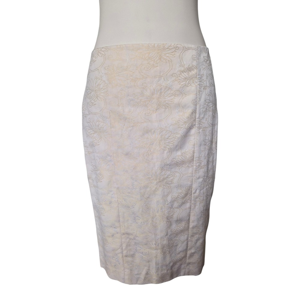 Zenobia Pencil Skirt Women's Size 6 Cream Gold Floral Made in‎ Canada